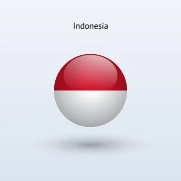 Indonesia round flag. Vector illustration. 스톡 일러스트
