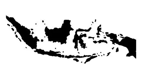 Indonesia Silhouette Map Stock Illustration