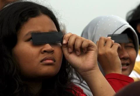 Indonesia Solar Eclipse - Jan 2009 Stock Photos
