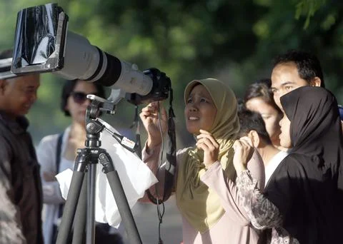 Indonesia Solar Eclipse - Mar 2016 Stock Photos