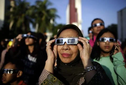 Indonesia Solar Eclipse - Mar 2016 Stock Photos