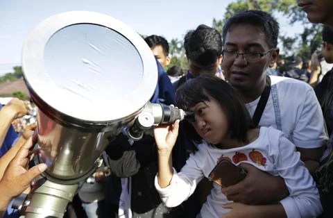 Indonesia Solar Eclipse - Mar 2016 Stock Photos