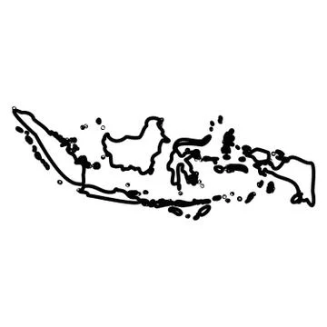 Indonesia - solid black outline border map of country area. Simple flat vector 스톡 일러스트