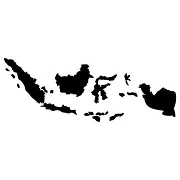 Indonesia - solid black outline border map of country area. Stock Illustration