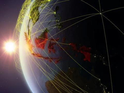 Indonesia from space with network Stock Illustration