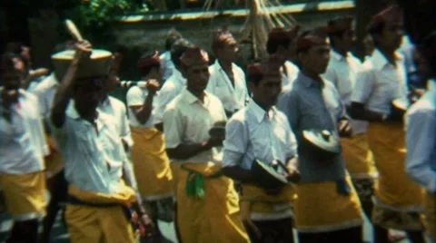 Indonesia Street Parade Procession 2 - Vintage Super8 Film Stock Footage 8948784