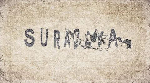 Indonesia Surabaya Typography Map Stock Illustration