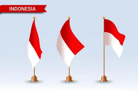 Indonesia table flag set with different styles Stock Illustration