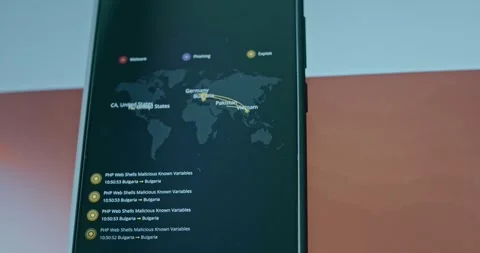 Indonesia is a target for cyber attacks, live cyber attack map and Indonesian Stock Footage 310845169