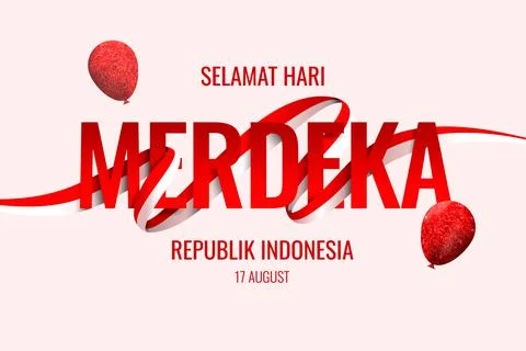 Indonesia text decorated with flags and balloons Stock Illustration