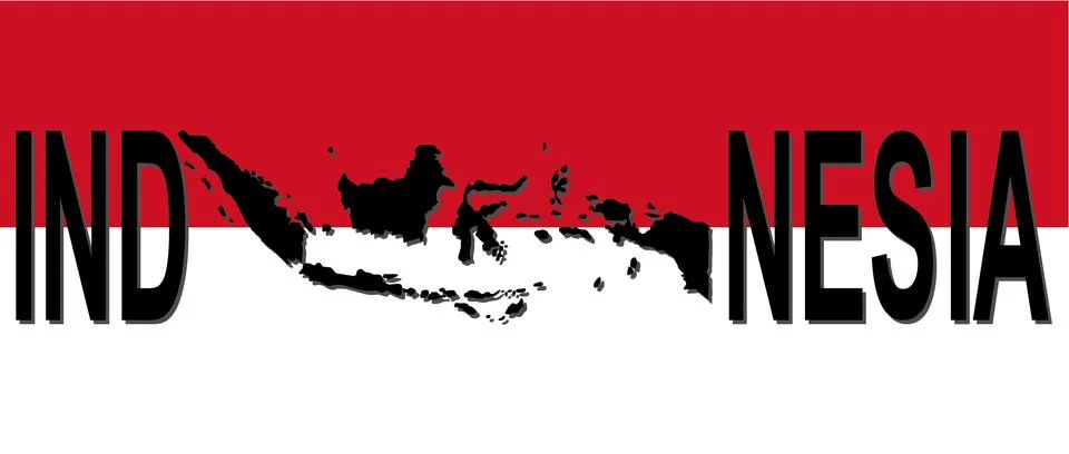 Indonesia text with map Illustrazione stock