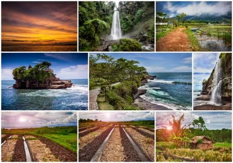 Indonesia theme collage Stock Photos