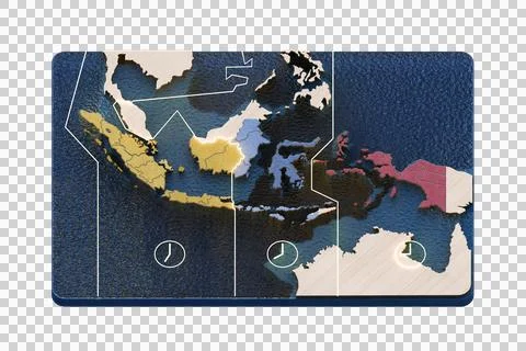Indonesia Time Zone Map Иллюстрация