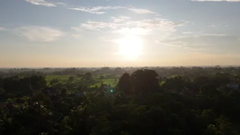 Indonesia Ubud sunset Stockbeeldmateriaal 304058117