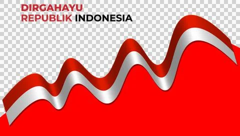 Indonesia, vector flag with waving waves and bends on white background. Stock Illustration
