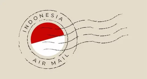 Indonesian air mail postmark featuring the national flag, a vector illustra.. Stock Illustration