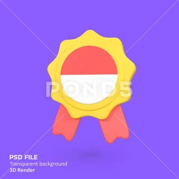 Indonesian Badge isolated 3d render icon illustration PSD Template