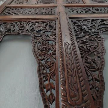 Indonesian Central Java ethnic wood carving Stock-Fotos