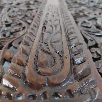 Indonesian Central Java ethnic wood carving Foto stock