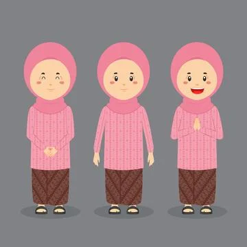 Indonesian Character with Various Expression Stockillustratie