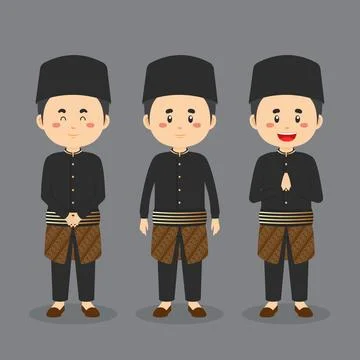 Indonesian Character with Various Expression Stock Illustration
