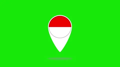 Indonesian flag bouncing location pin icon on green screen Stock Footage 313934633