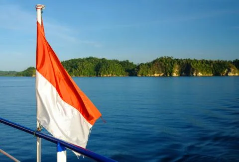 Indonesian flag on the ferry Stock Photos