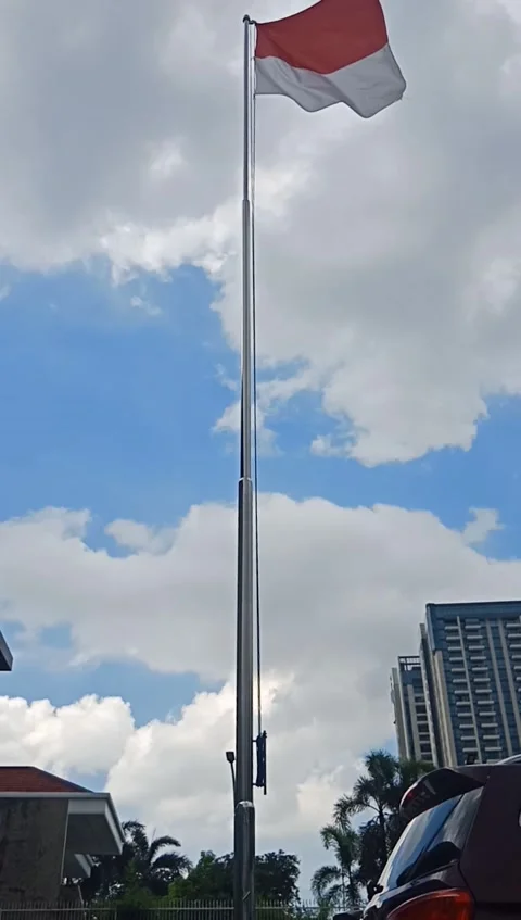 Indonesian flag fluttering Stock Footage 234592822