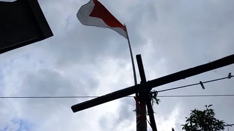 Indonesian flag flying Stock Footage 158530829