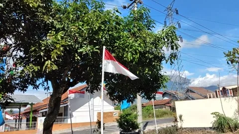 Indonesian flag flying Stock Footage 203385255