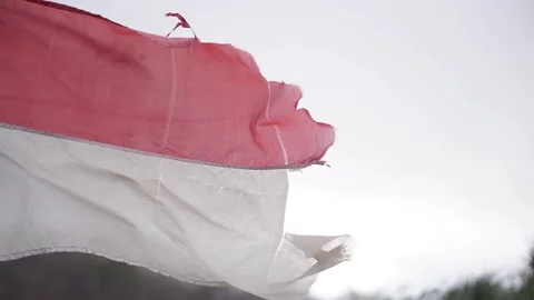 Indonesian flag on the hill Stock Footage 140144612