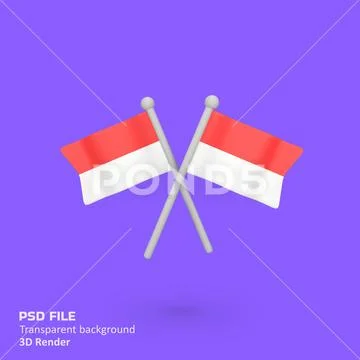 Indonesian flag isolated 3d render icon illustration PSD Template