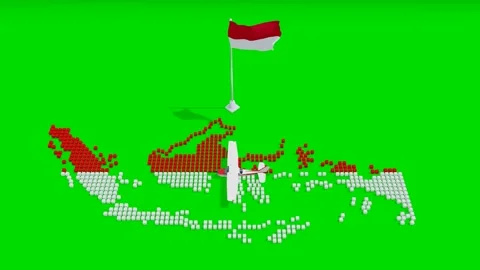 Indonesian Flag on Map Stock Footage 320829389