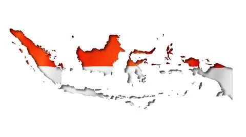 Indonesian flag map Indonesia flag map, three dimensional render, isolated... Stock Photos