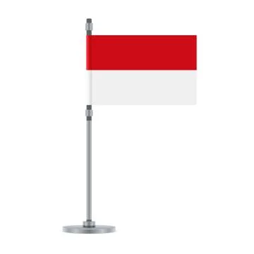 Indonesian flag on the metallic pole, vector illustration Stock Illustration