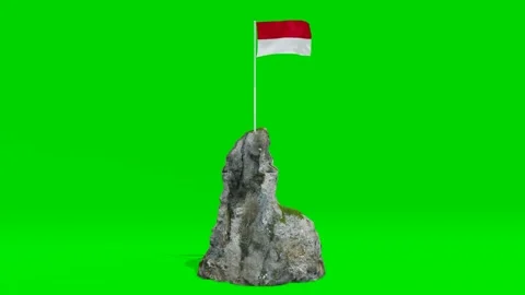 Indonesian Flag on Mountain Peak Video stock 320829393
