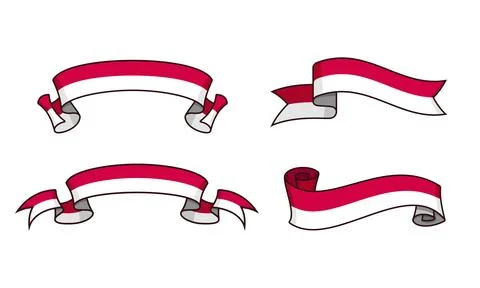 Indonesian Flag Ribbon Stock Illustration