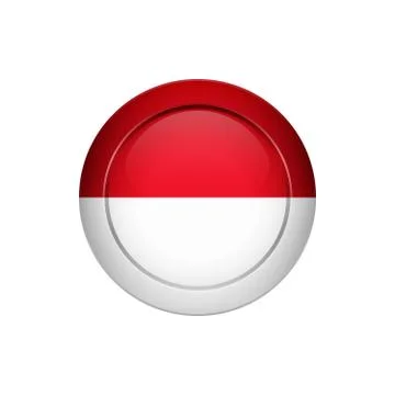 Indonesian flag on the round button, vector illustration Stock Illustration
