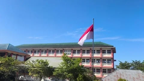 Indonesian flag at the school Stock Footage 337527004