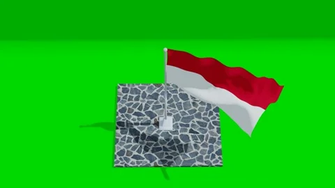 Indonesian Flag on Stone Monument Video stock 320829411