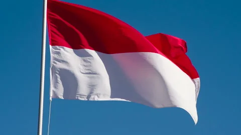 Indonesian Flag Waves the Wind HD Pro 30 Stock Footage 111412139