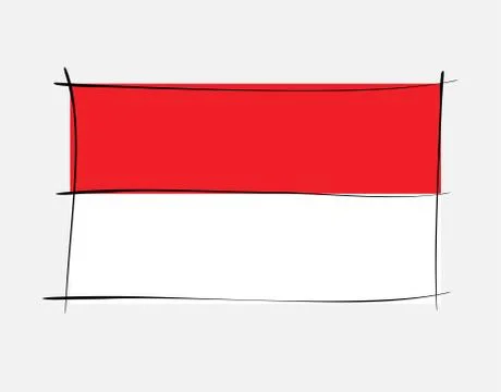 Indonesian flag on White background in vector illustration Stock Illustration