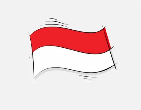 Indonesian flag on White background in vector illustration Stock Illustration