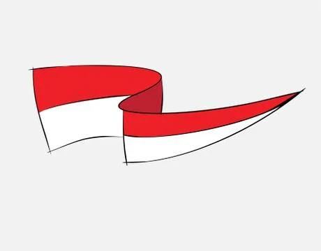 Indonesian flag on White background in vector illustration Stock Illustration