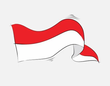 Indonesian flag on White background in vector illustration Stock Illustration