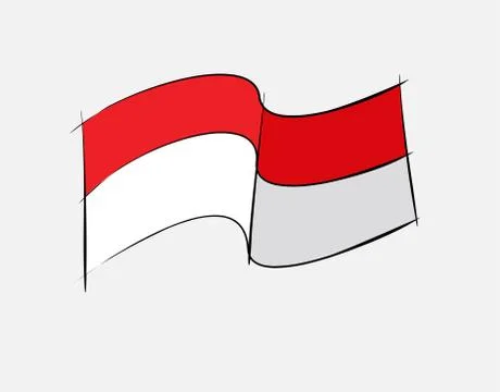 Indonesian flag on White background in vector illustration Stock Illustration