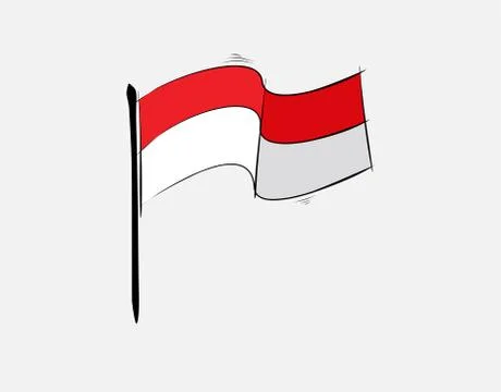 Indonesian flag on White background in vector illustration Stock Illustration