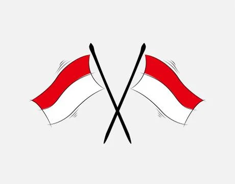 Indonesian flag on White background in vector illustration Stock Illustration