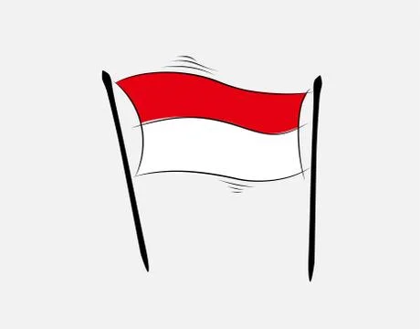 Indonesian flag on White background in vector illustration Illustrazione stock