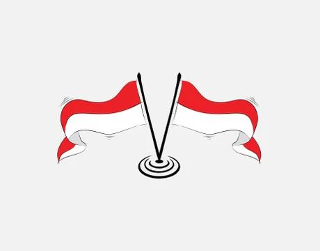 Indonesian flag on White background in vector illustration Stock Illustration